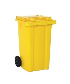 Contenedor basura amarillo c/doble tapa/ruedas/pedal 120 l